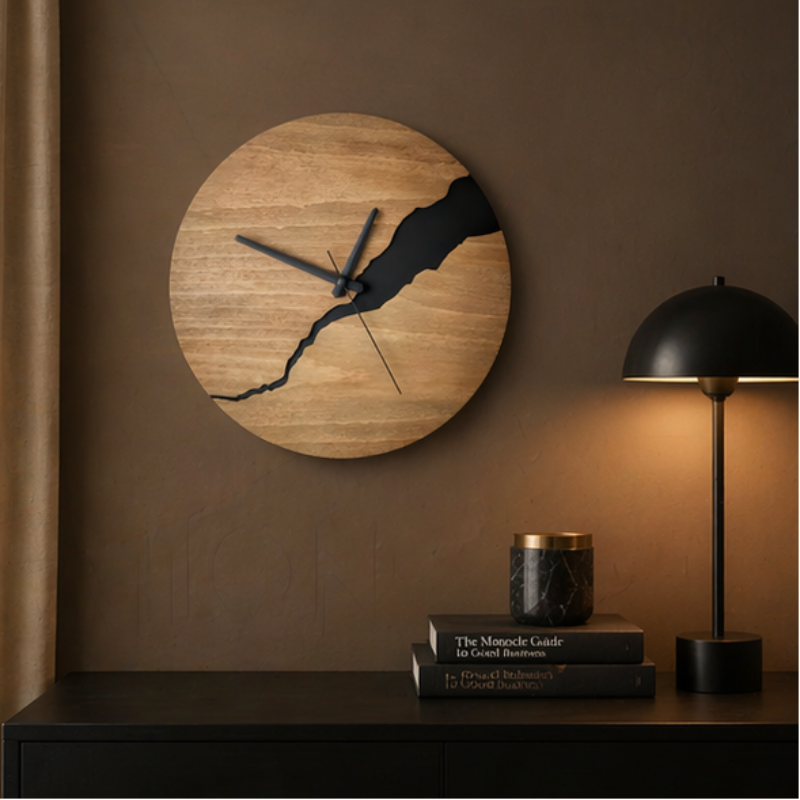 Natural Elegance Wall Clock - Solid Wood, Rustic Charm