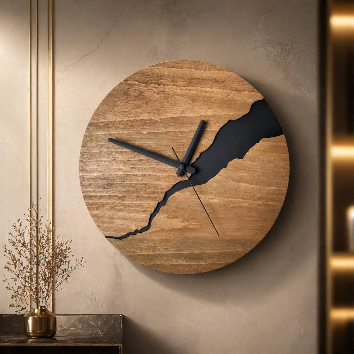 Natural Elegance Wall Clock - Solid Wood, Rustic Charm