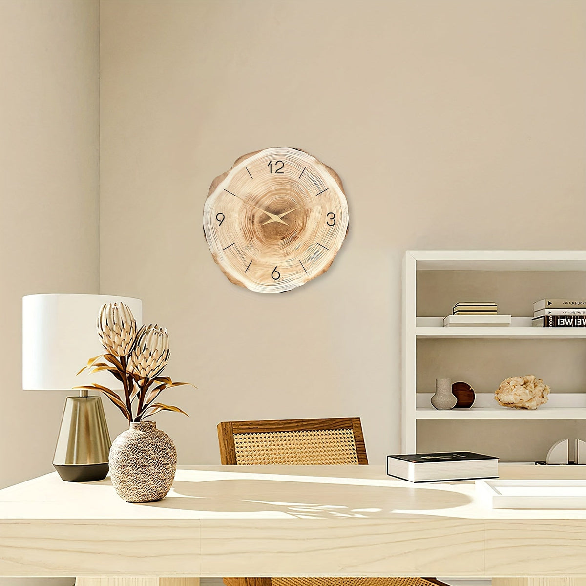 Elegant Wooden Wall Clock with Quartz Precision