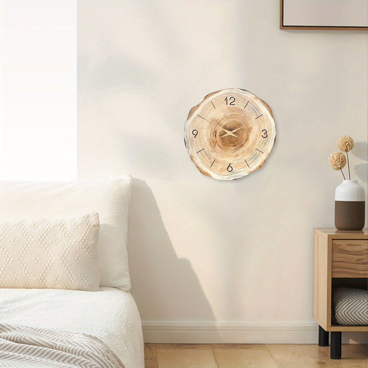 Elegant Wooden Wall Clock with Quartz Precision