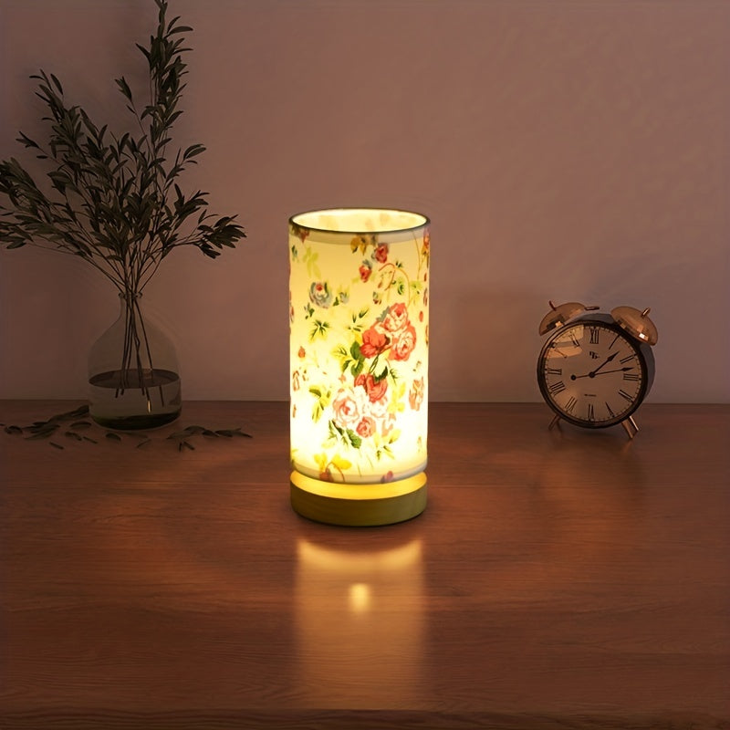 Chic Wooden USB Table Lamp | LED Light with Fabric Shade