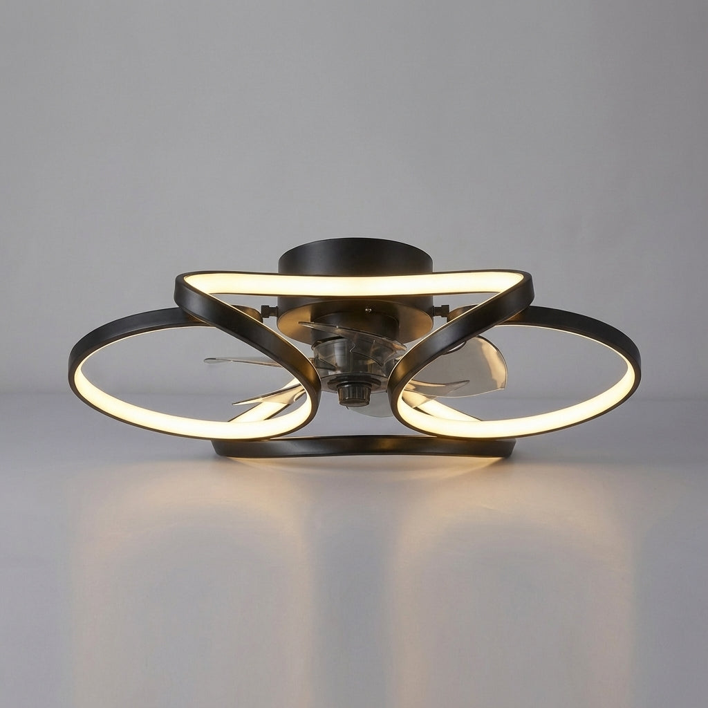 Contemporary Ceiling Fan with Light Fixture - Flush Mount Design