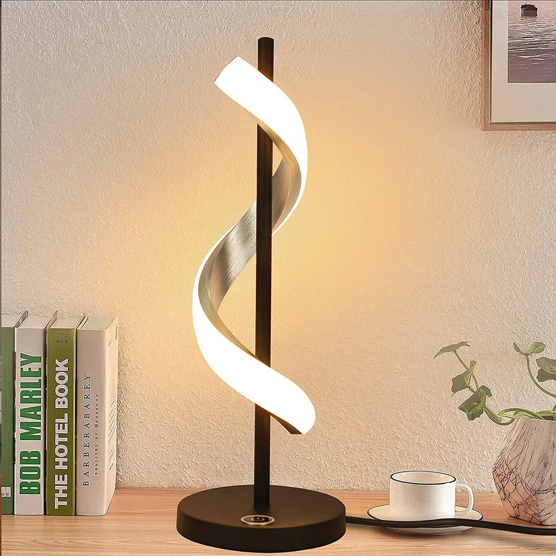 Wave-Designed Modern Table Lamp for Ambient Illumination