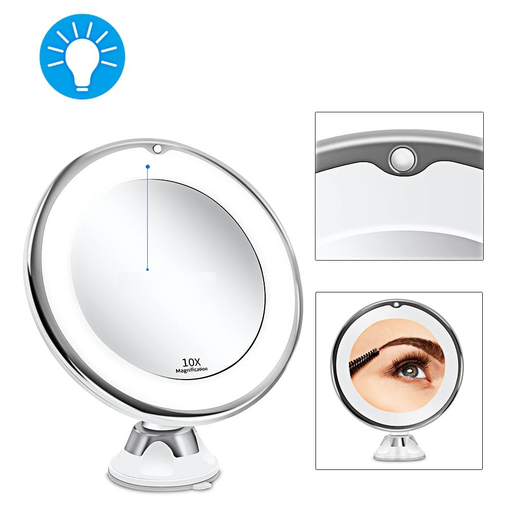 Illuminated Magnifying Beauty Mirror with Suction Mount