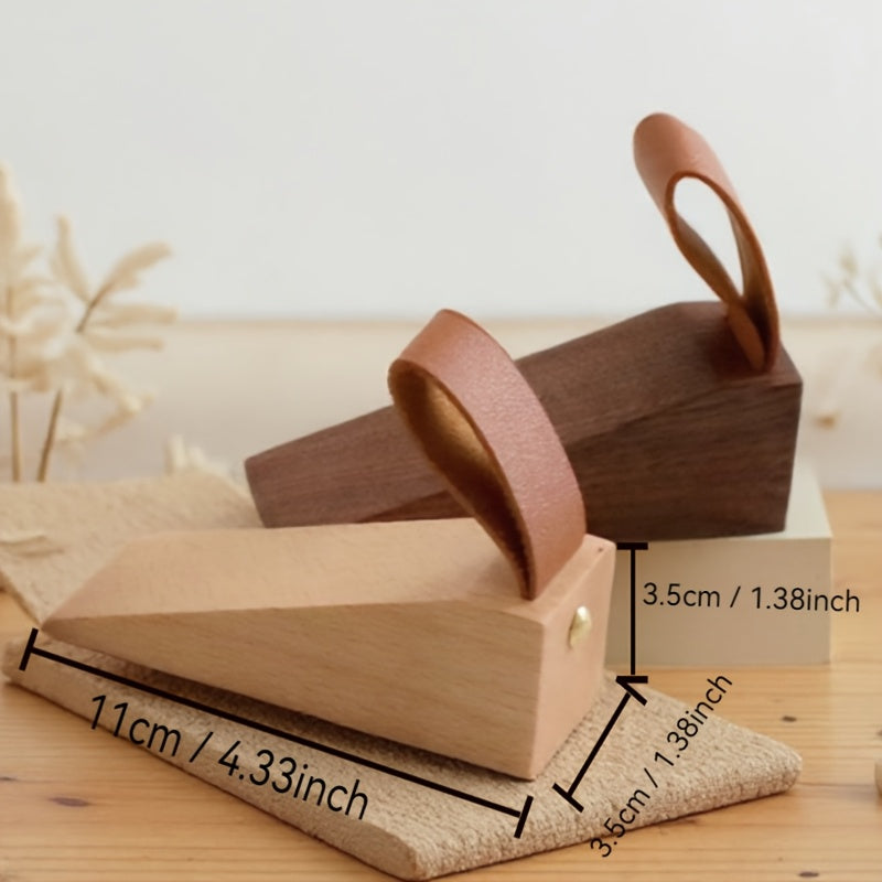 Stylish Wooden Door Wedges | Easy-Grip Leather Handles