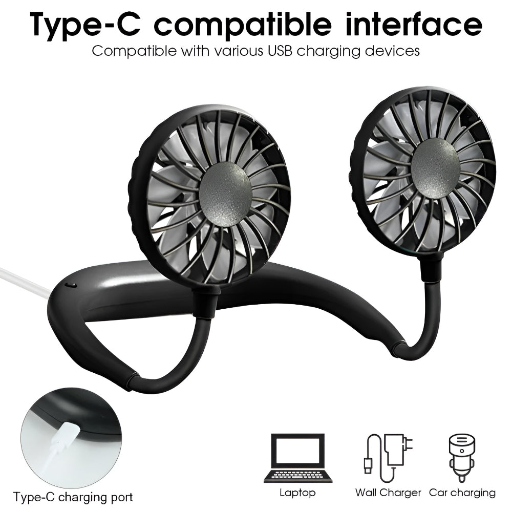 Wearable Cooling Breeze - Rechargeable Neck Fan for Any Activity