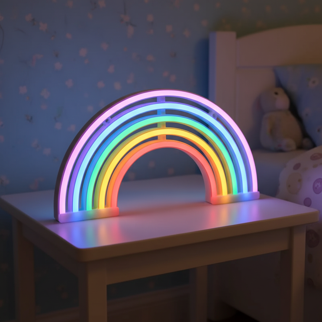 Colorful Neon Table Lamp - Rainbow Design