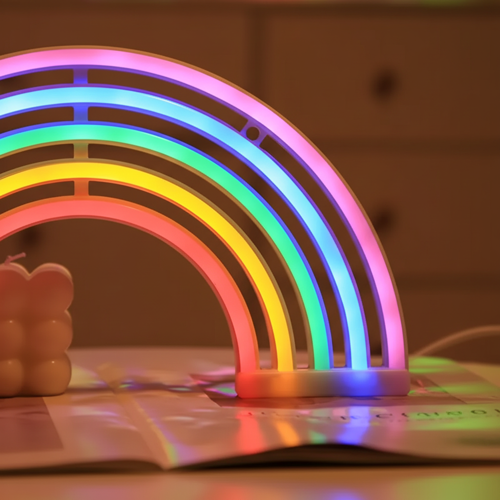 Colorful Neon Table Lamp - Rainbow Design