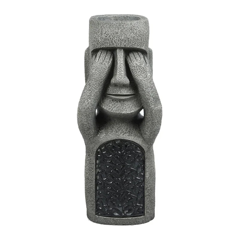 Moai Figure for Potted Plants with LED Illumination - Easter Island Design