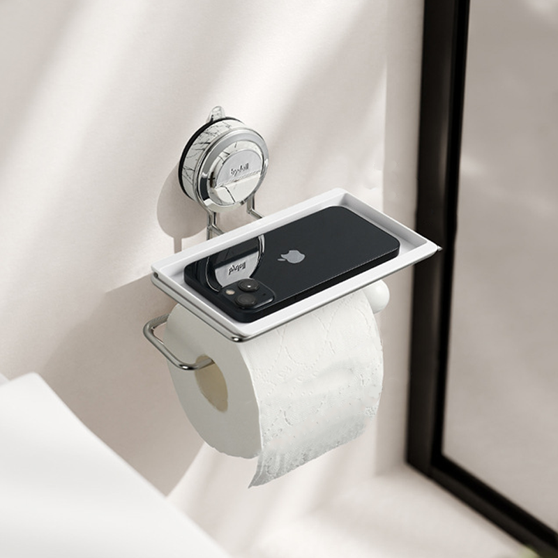 Easy-Mount Toilet Paper Holder with Elegant Wood Finish