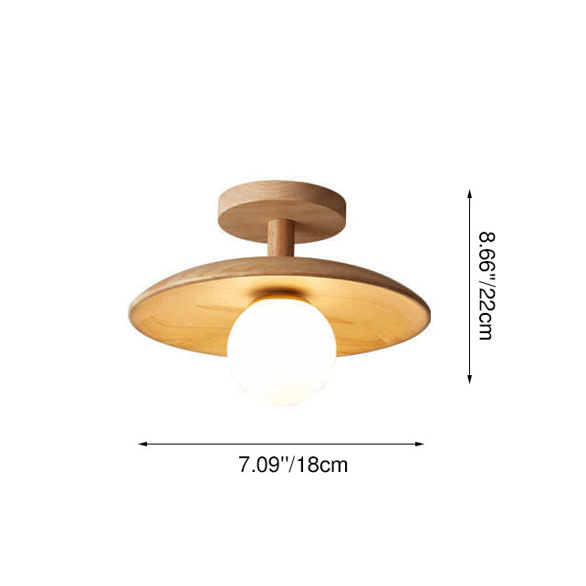 Elegant Wood and Glass Semi-Flush Mount Lighting Fixture
