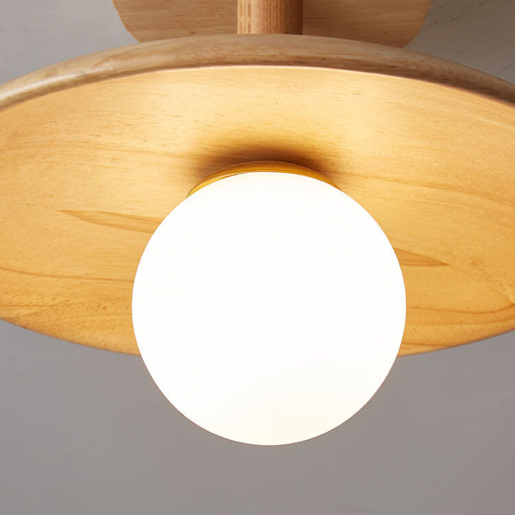 Elegant Wood and Glass Semi-Flush Mount Lighting Fixture