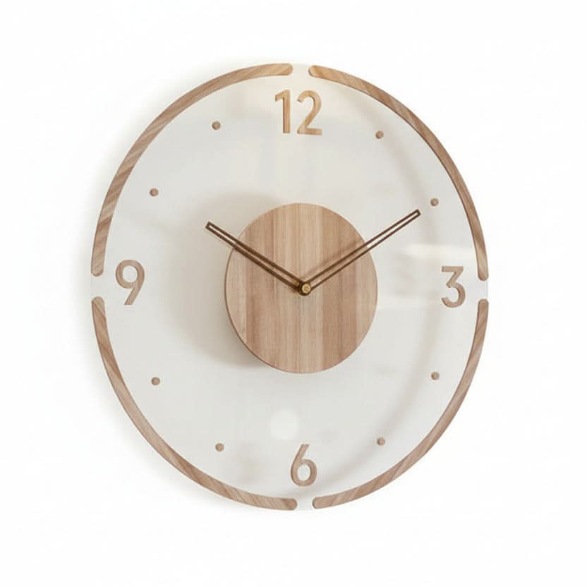 TranquilTimber – Silent Quartz Wooden Wall Clock for Modern Spaces