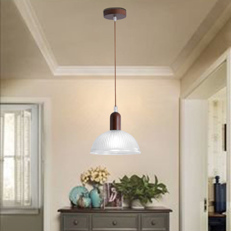 Adjustable Nordic-Style Pendant Light with Wood and Glass