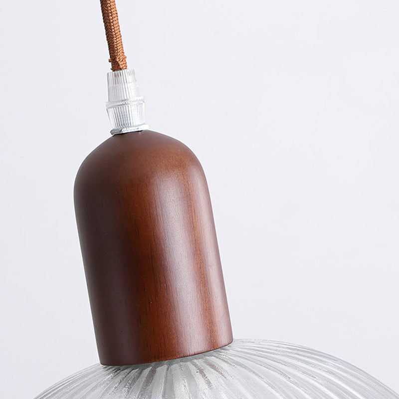 Adjustable Nordic-Style Pendant Light with Wood and Glass
