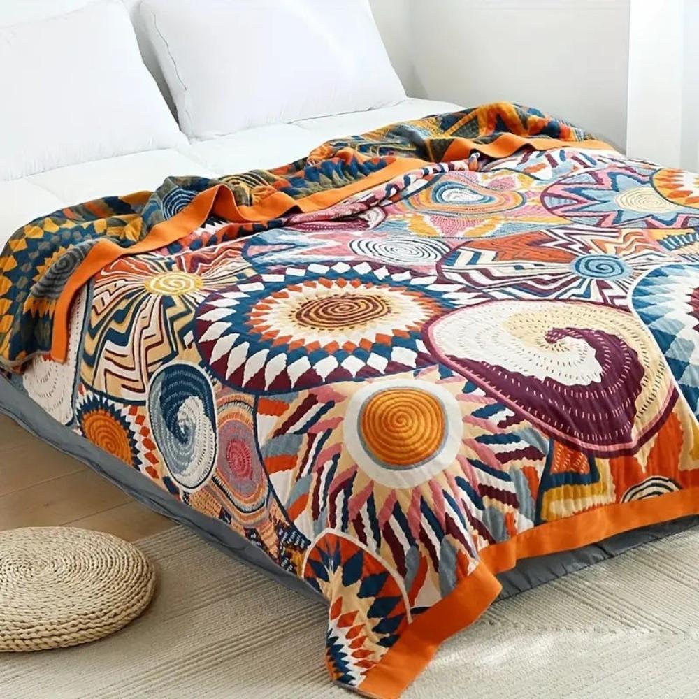 Stylish All-Season Throw Blanket with Geometric Design
