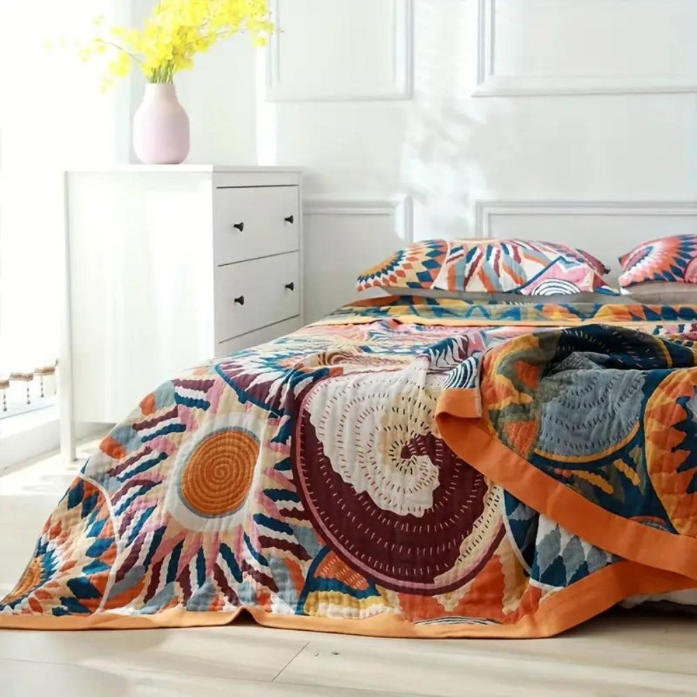 Stylish All-Season Throw Blanket with Geometric Design