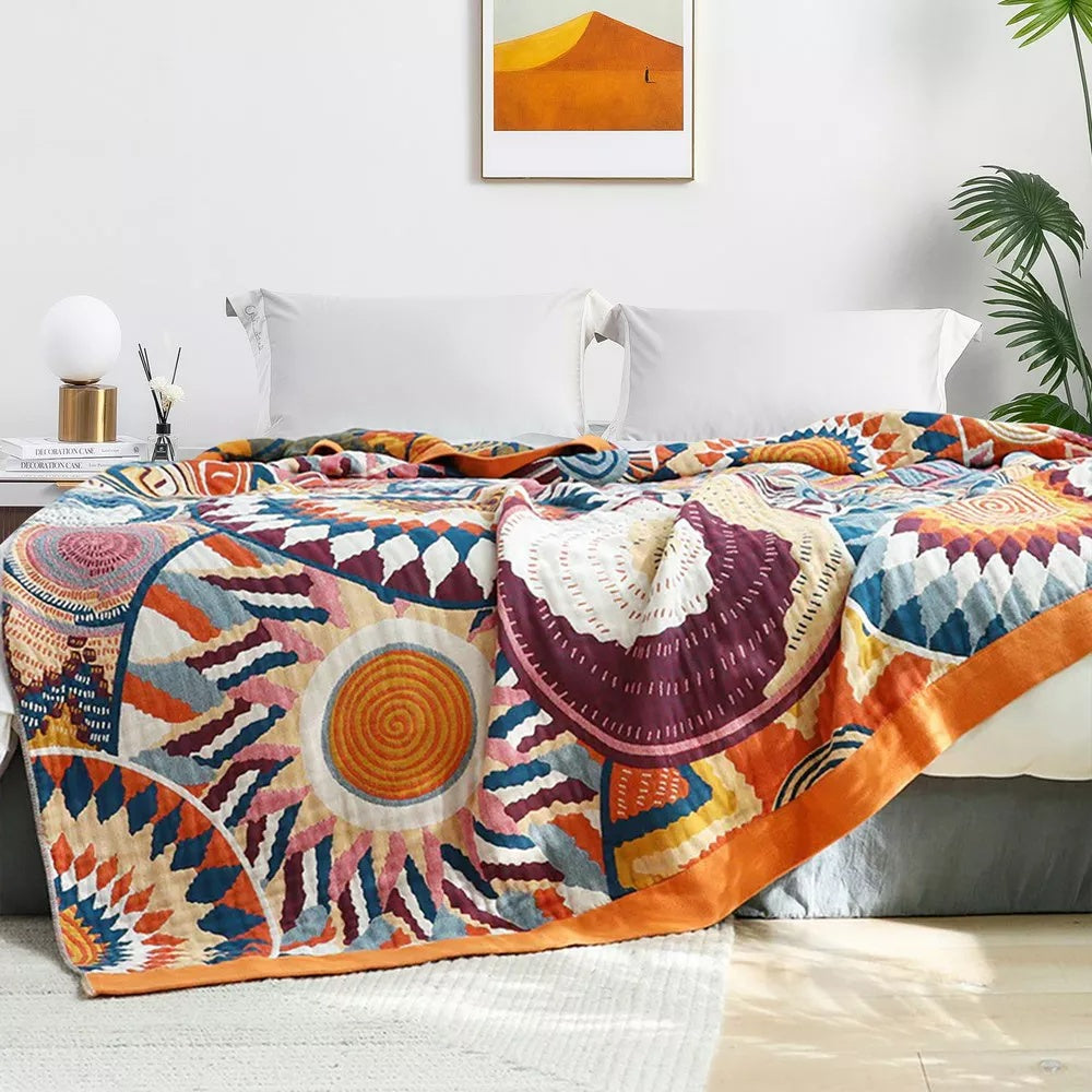 Stylish All-Season Throw Blanket with Geometric Design
