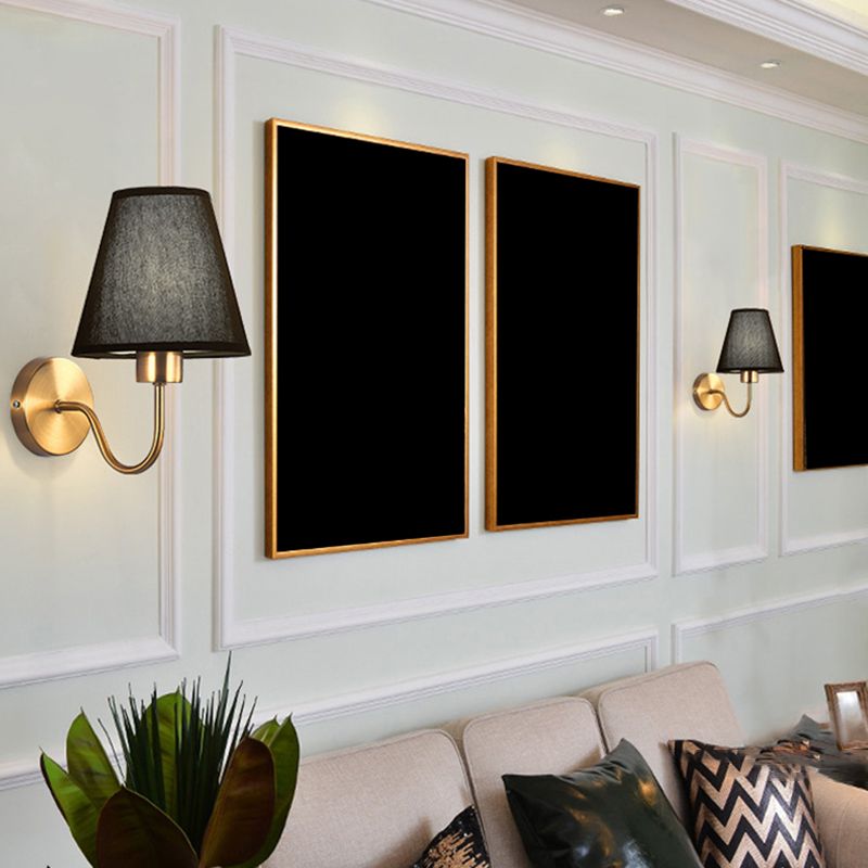Stylish Hardwired Fabric Wall Light with Iron Accent