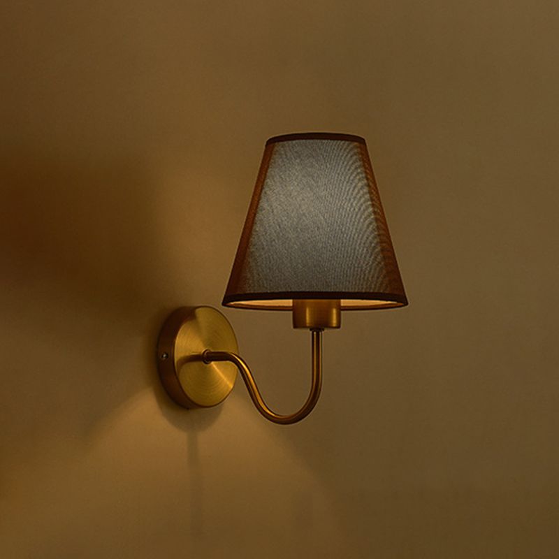 Stylish Hardwired Fabric Wall Light with Iron Accent
