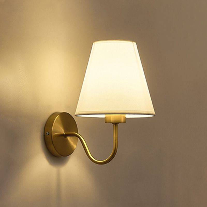 Stylish Hardwired Fabric Wall Light with Iron Accent