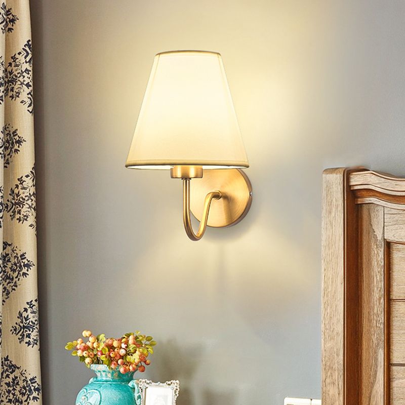 Stylish Hardwired Fabric Wall Light with Iron Accent