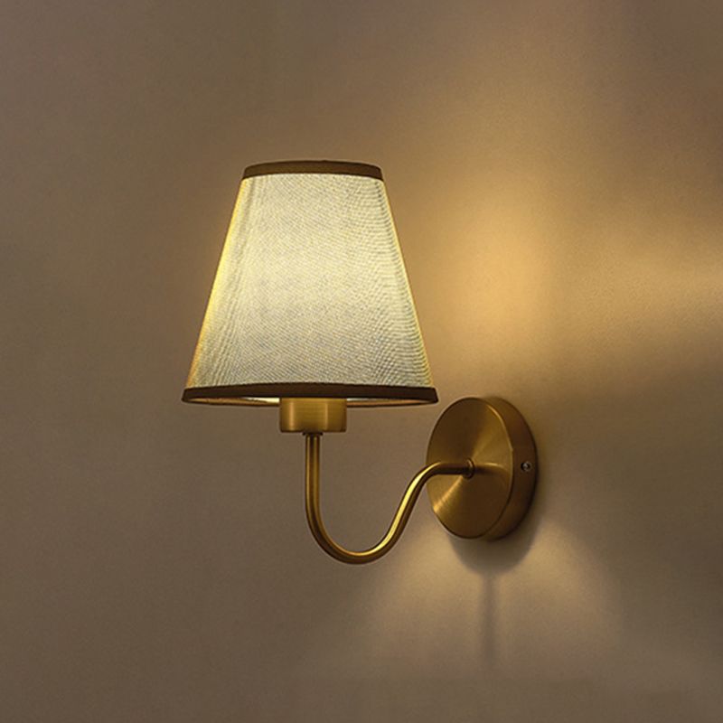 Stylish Hardwired Fabric Wall Light with Iron Accent