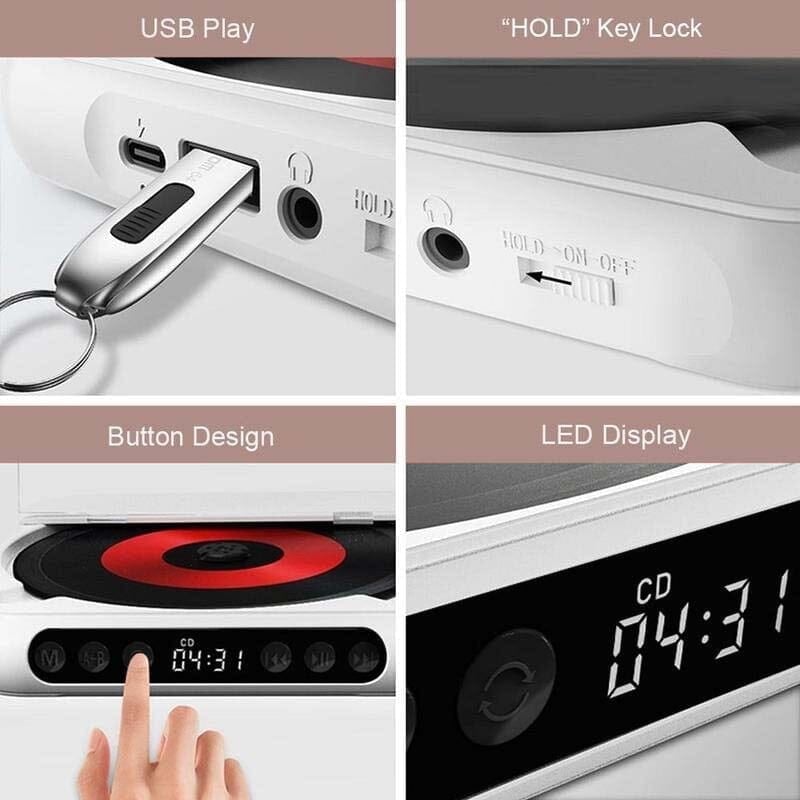 SoundWave | Compact Bluetooth CD Player with Extended Battery Life