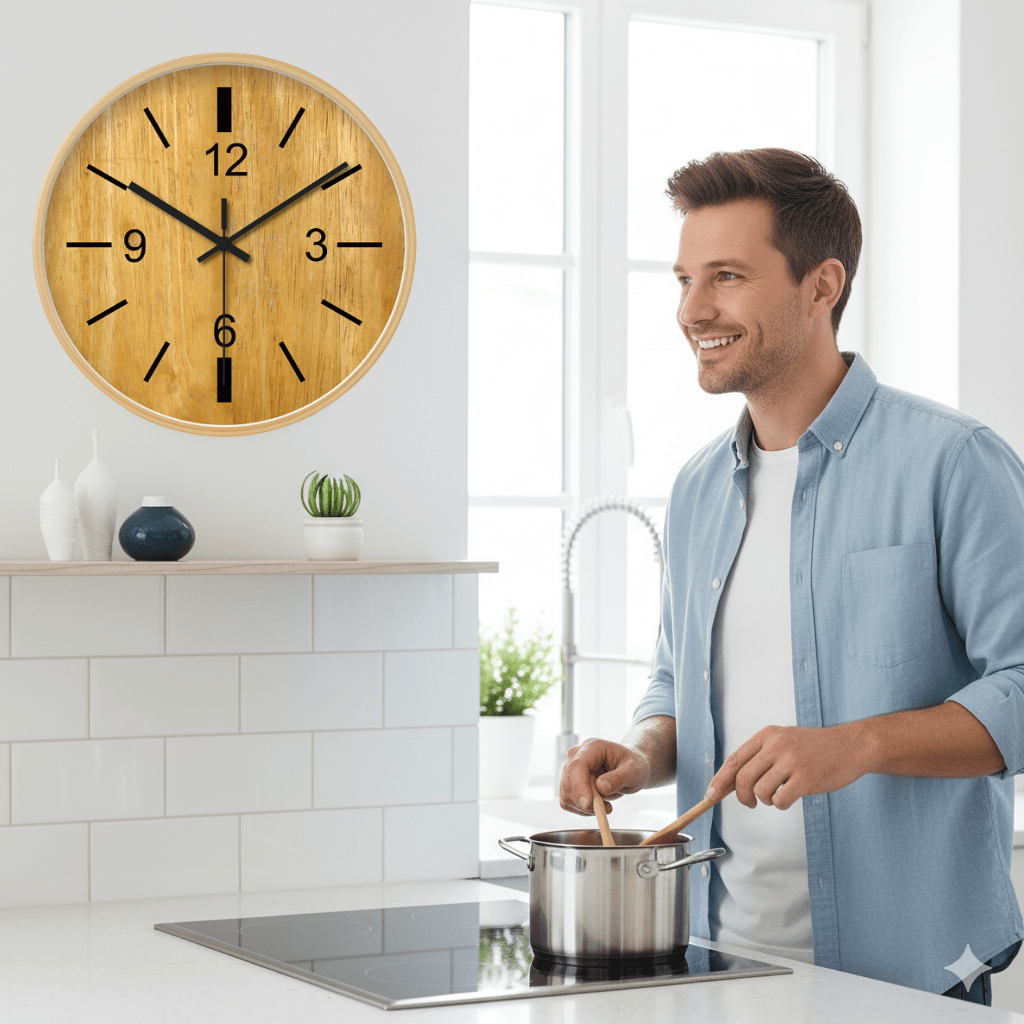 Elegant Round Clock with Silent Quartz Mechanism