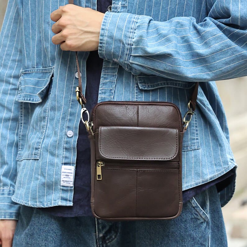 Sleek Leather Crossbody Bag for Men