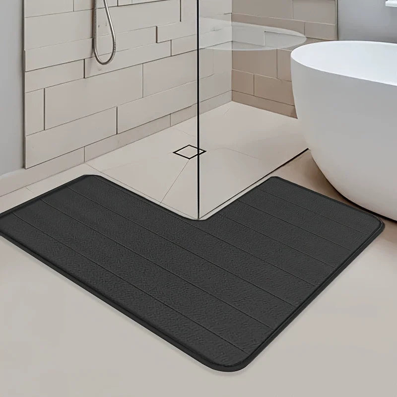L-Shaped Non-Slip Washable Bathroom Floor Rug