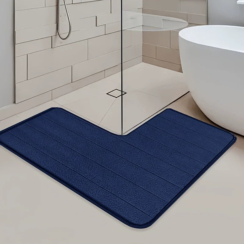 L-Shaped Non-Slip Washable Bathroom Floor Rug