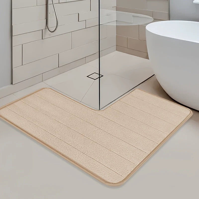 L-Shaped Non-Slip Washable Bathroom Floor Rug