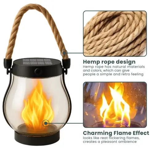 Solar Lantern with Flickering Flame Effect for Outdoor Spaces