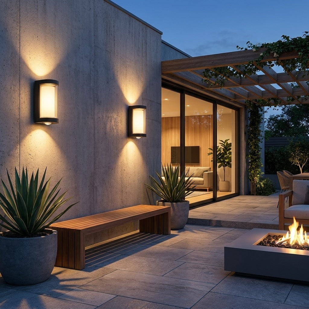 Dual-Illumination Outdoor Wall Light with Weatherproof Design