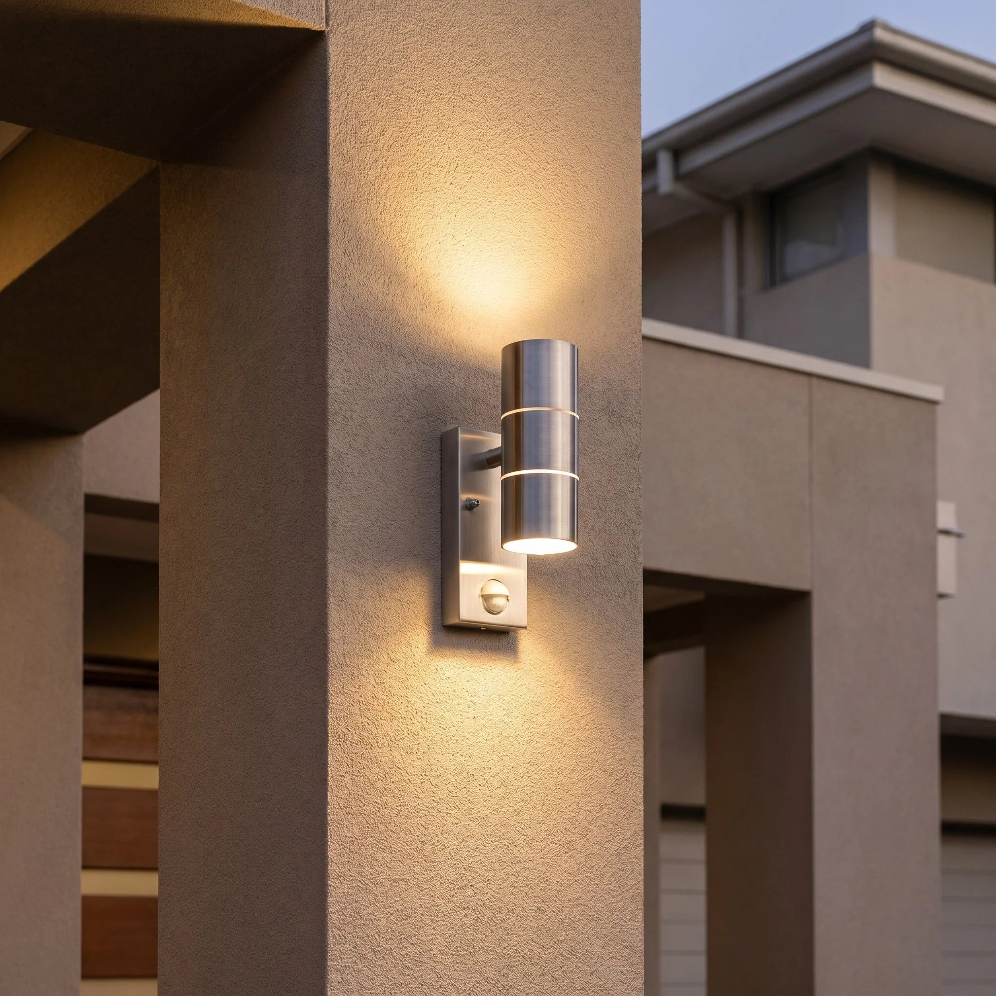 Sleek Outdoor Motion-Activated Wall Lantern with Dual Lighting