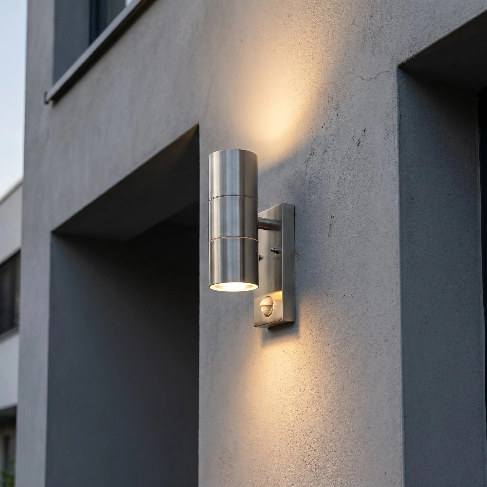 Sleek Outdoor Motion-Activated Wall Lantern with Dual Lighting