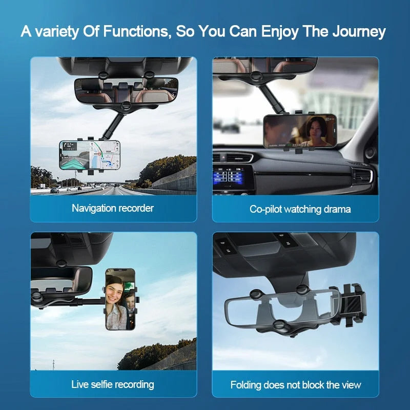 Versatile 360° Rotating Car Mirror Phone Mount
