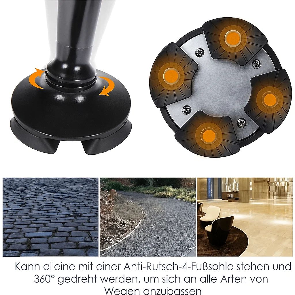 Compact Walking Aid with LED Illumination – Alarm Feature & Adjustable Height