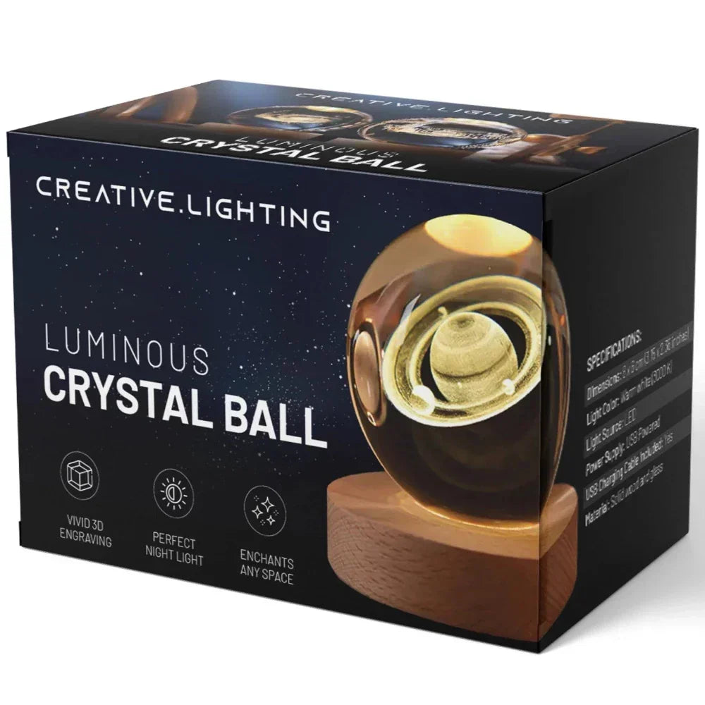 Celestial 3D Crystal Sphere with Engraved Design