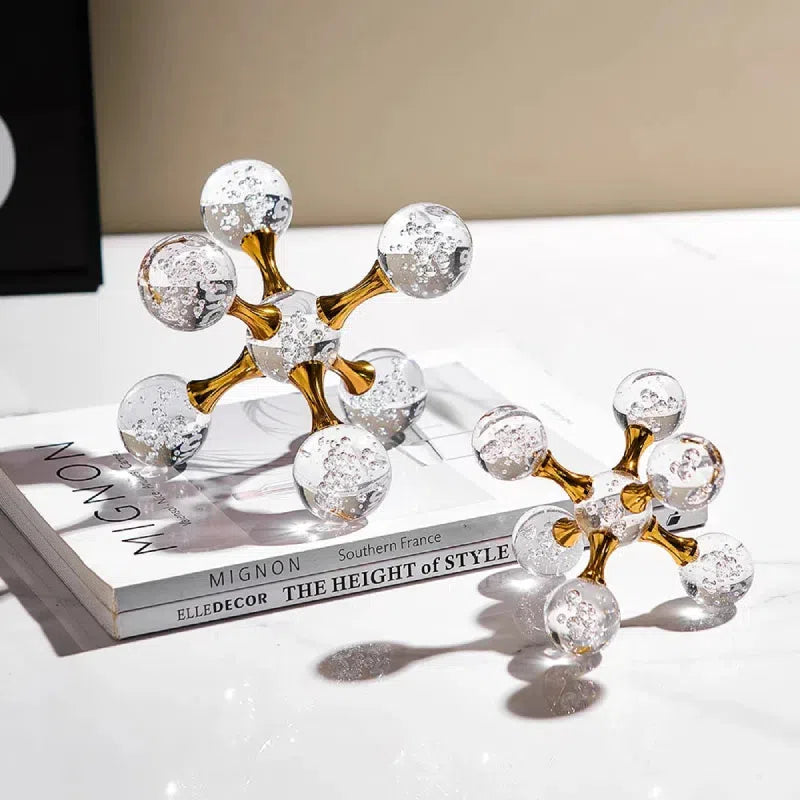 Elegant Star-Shaped Glass Paperweight with Gold Finish