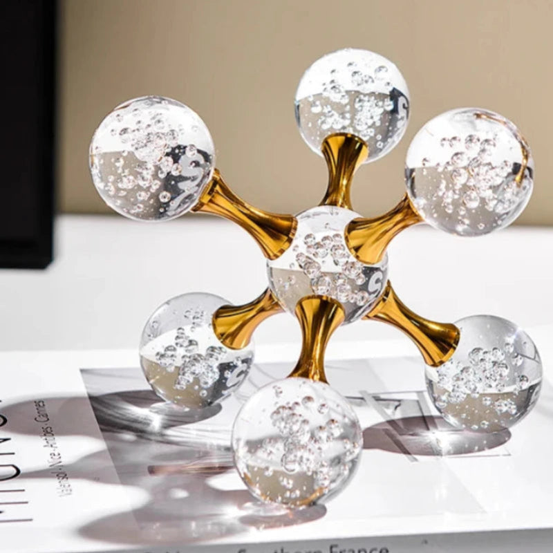 Elegant Star-Shaped Glass Paperweight with Gold Finish