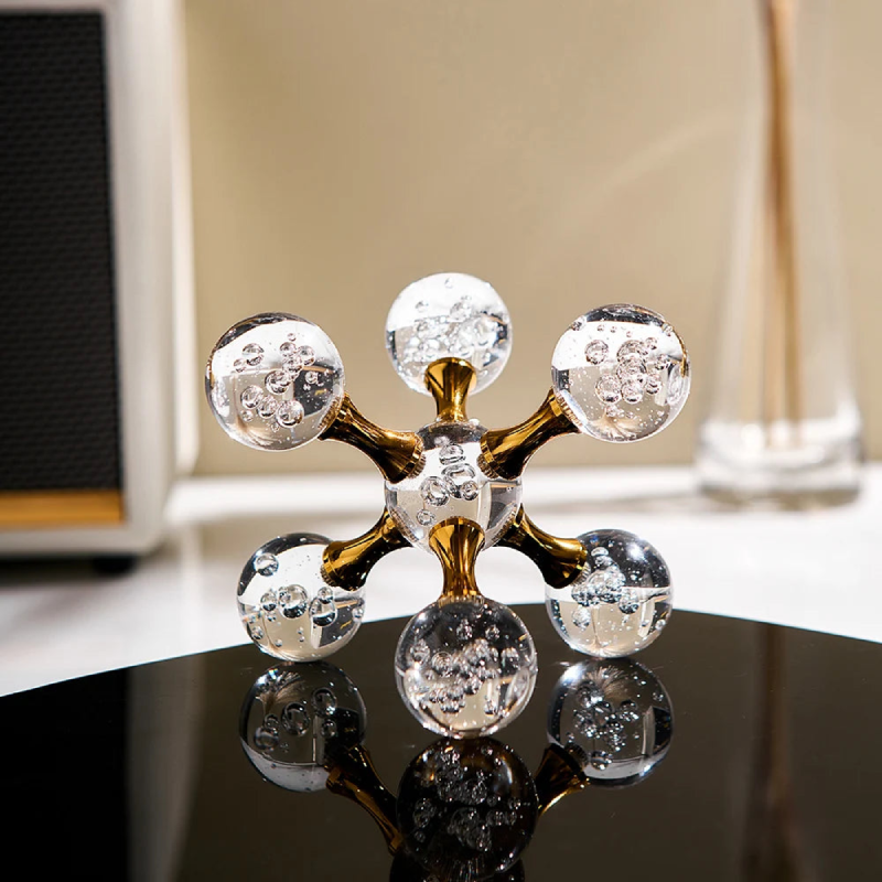 Elegant Star-Shaped Glass Paperweight with Gold Finish