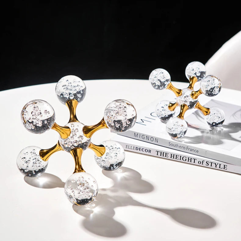 Elegant Star-Shaped Glass Paperweight with Gold Finish
