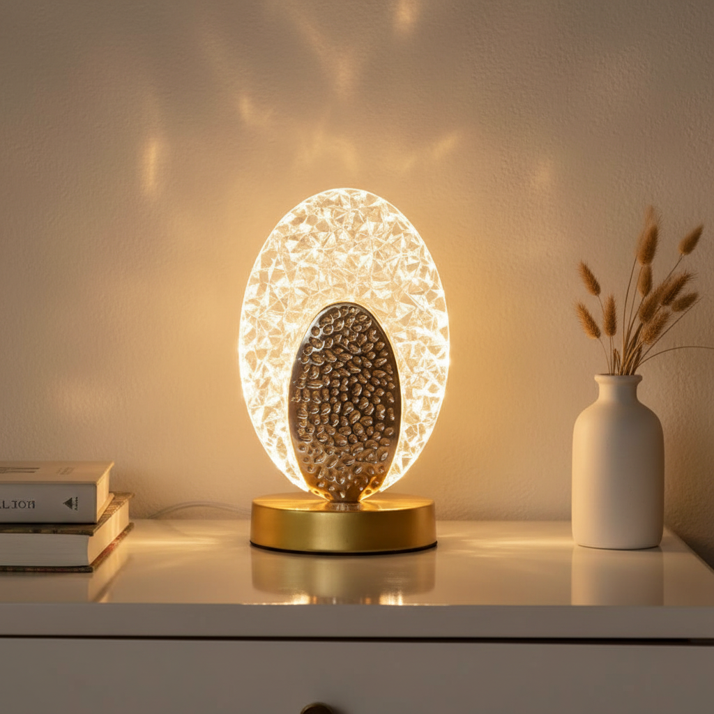 Table Lamp with Peacock Design - Feather-Inspired Lighting