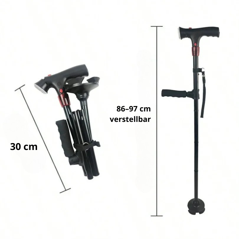 Compact Walking Aid with LED Illumination – Alarm Feature & Adjustable Height