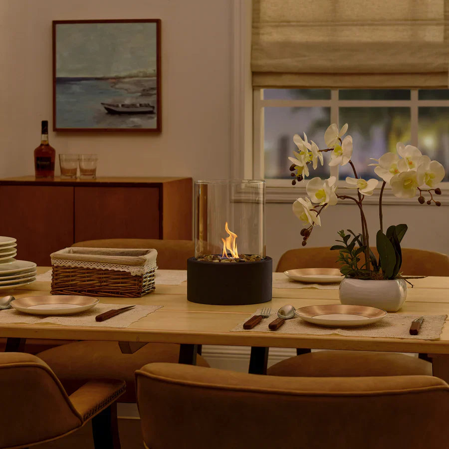 Elegant Tabletop Bioethanol Heater with Glass Enclosure