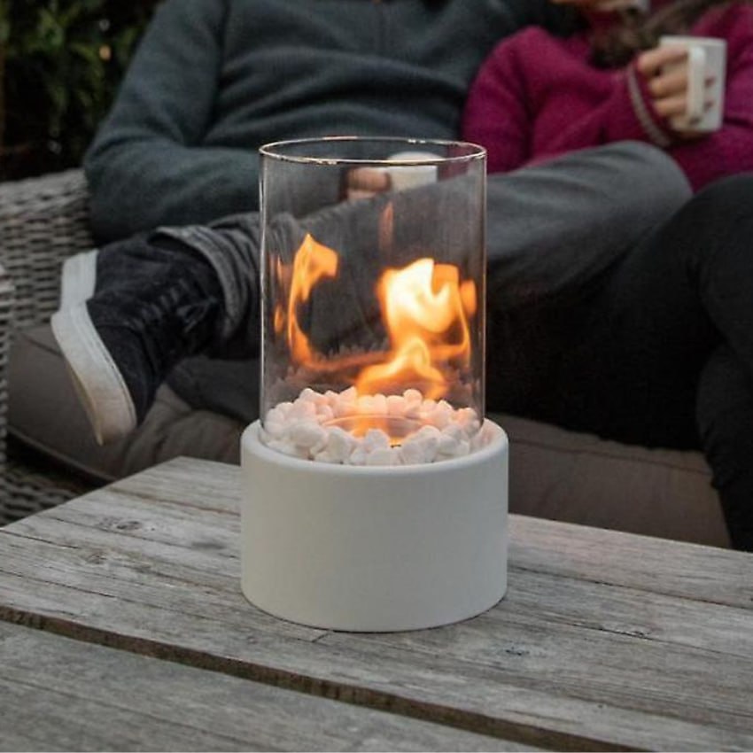 Elegant Tabletop Bioethanol Heater with Glass Enclosure