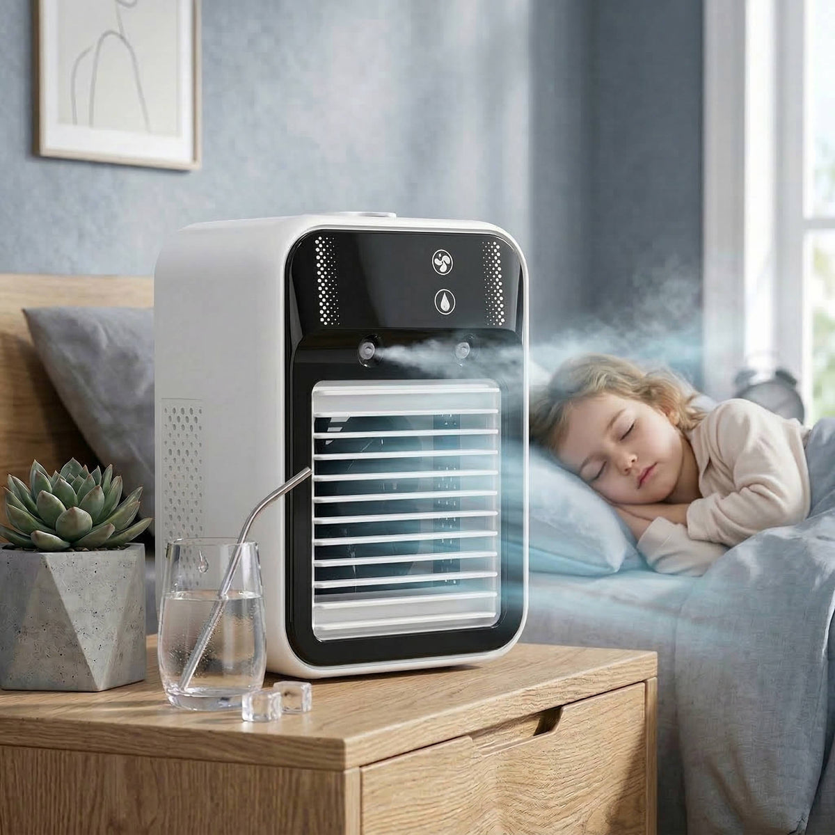 Compact Rechargeable Mist Fan with Adjustable Airflow