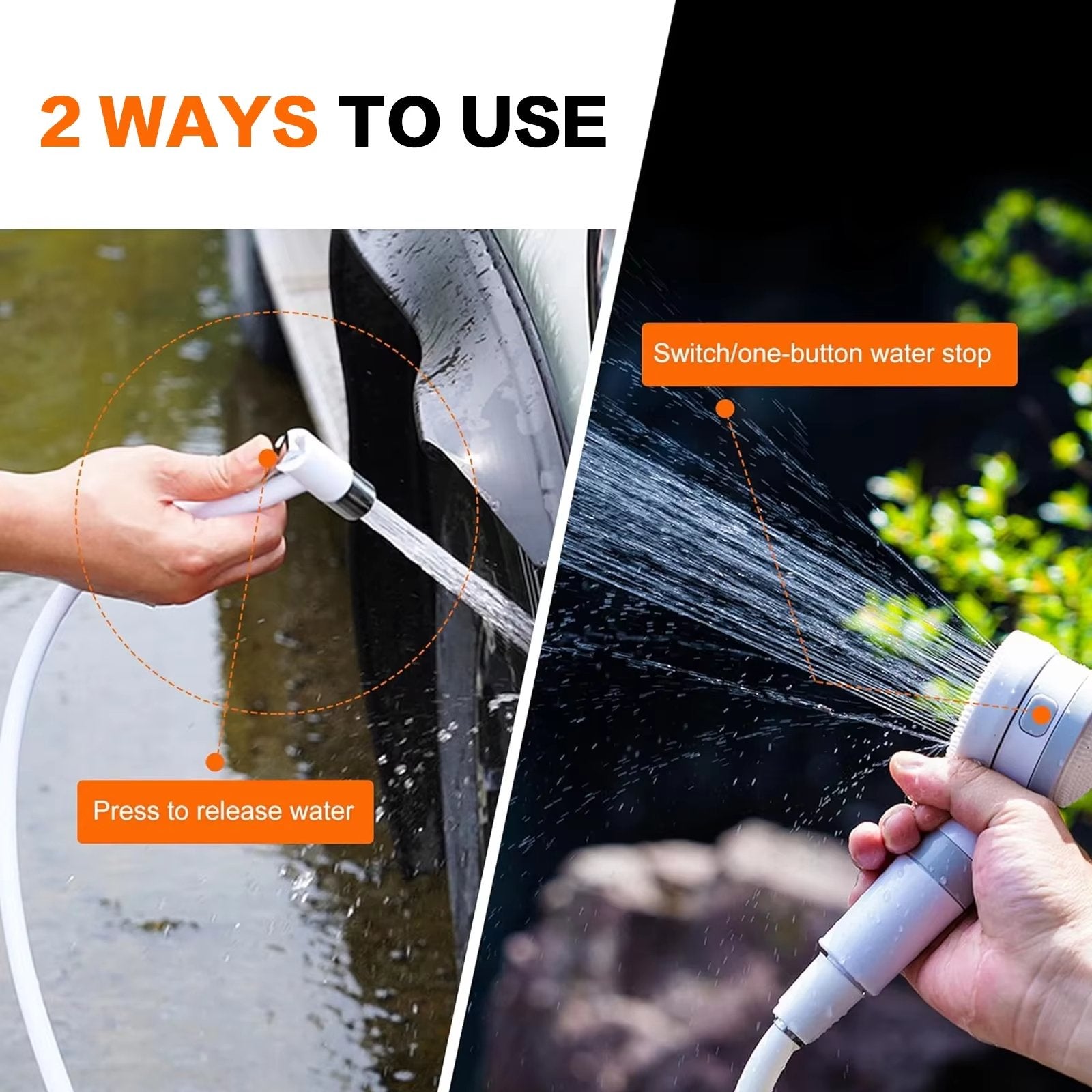 Rechargeable Portable Shower with Adjustable Spray for Outdoor Adventures